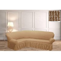 Чехол на угловой диван с юбкой - песочный