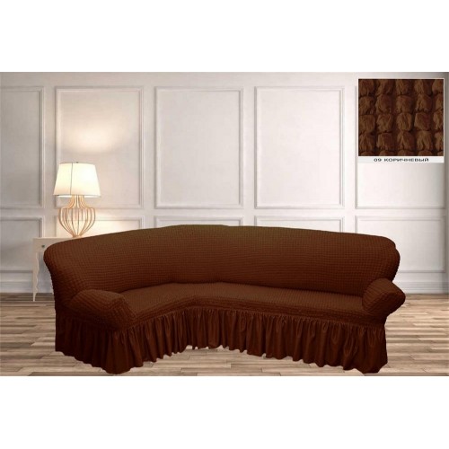 Универсальный чехол на угловой диван - коричневый