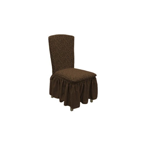 Чехлы на стулья с юбкой жаккардовые вензель 6 штук коричневые
