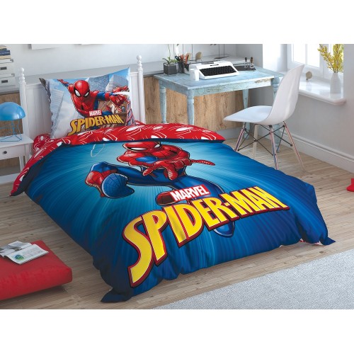Детское постельное белье c простыней на резинке TAC Disney Spiderman time to move