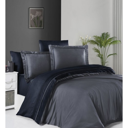 Постільна білизна First Choice сатин Serenity Dark Grey Navy Blue